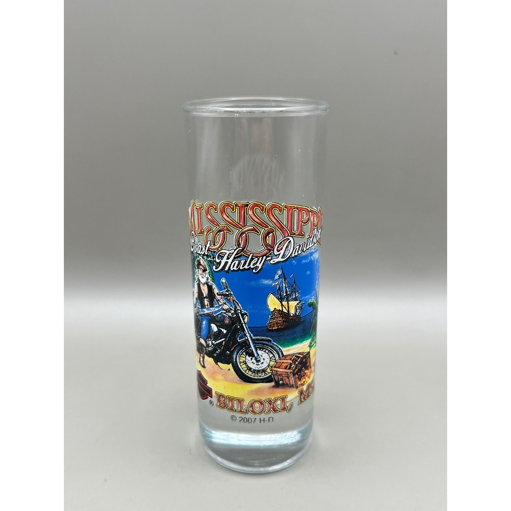 Harley-Davidson 2007 Mississippi Coast Biloxi Shooter Glass Tall Shot Glass 2oz